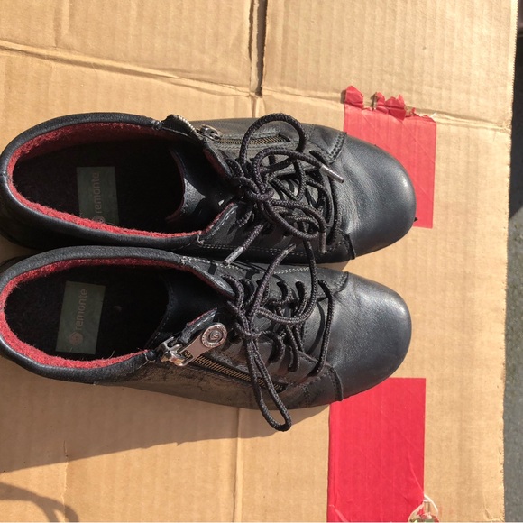 Remonte Womens Black Zip Lace Up Leather Booties Size 39/8.5US - Picture 9 of 14